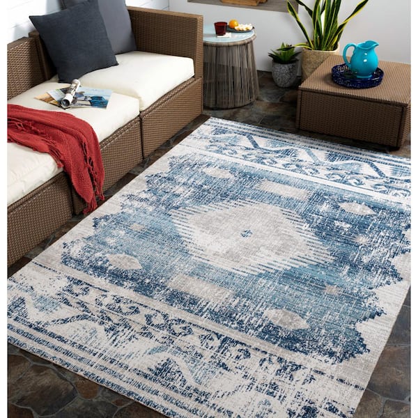 Dewitt Blue 8 ft. x 10 ft. Indoor/Outdoor Area Rug