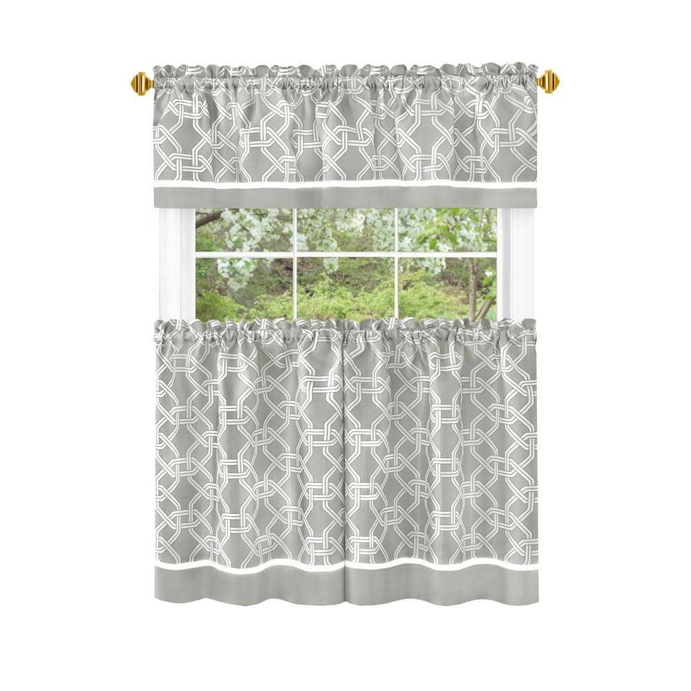 Arlington Curtain Tier and Valance Set - 58x24/58x13 - Grey price history on PriceWatchPro