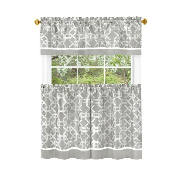 ACHIM Arlington Curtain Tier and Valance Set - 58x24/58x13 - Grey