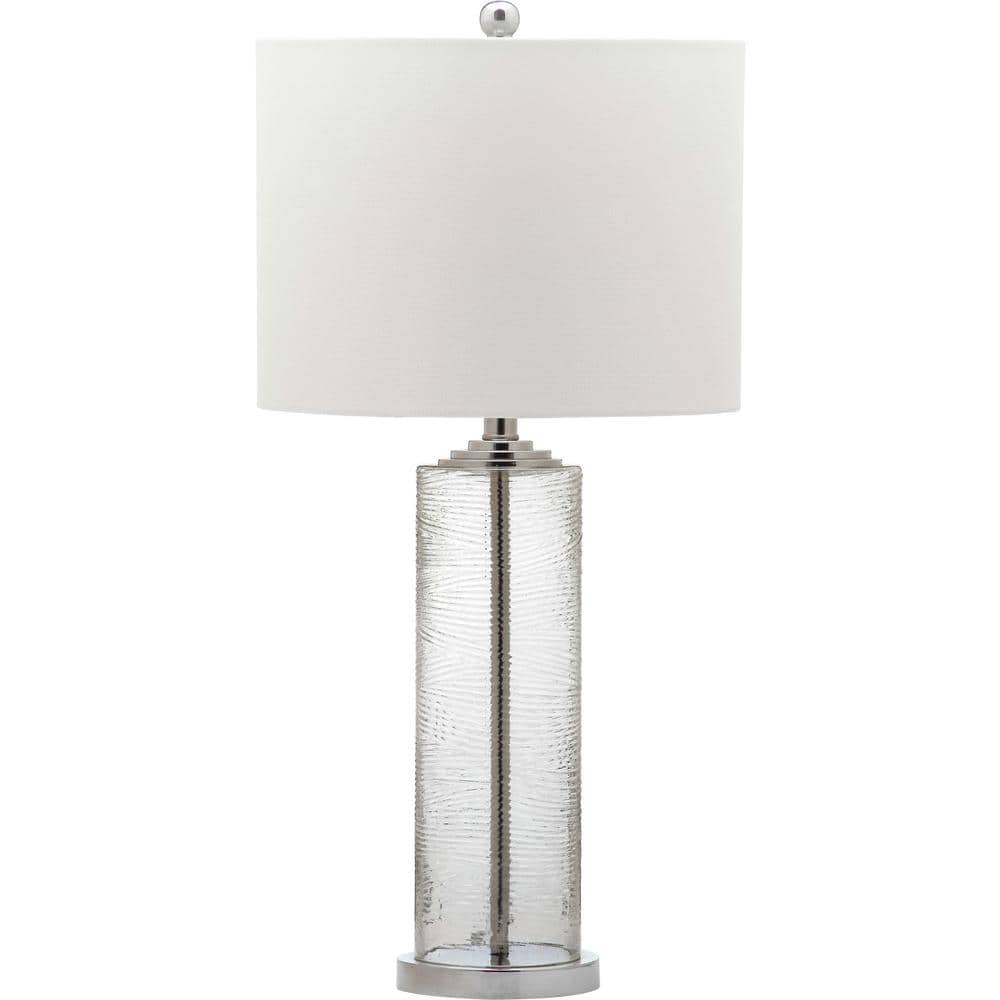 Grant 29" Clear Glass Table Lamp Set with White Cotton Shade