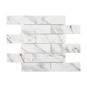 Subway Calacatta Gold 11.6 in. x 11.1 in. Recycled Glass Marble Looks Floor and Wall Mosaic Tile (4.5 sq. ft./Case)