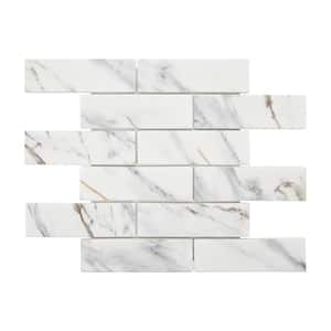 Subway Calacatta Gold 11.6 in. x 11.1 in. Recycled Glass Marble Looks Floor and Wall Mosaic Tile (9 sq. ft./Box)
