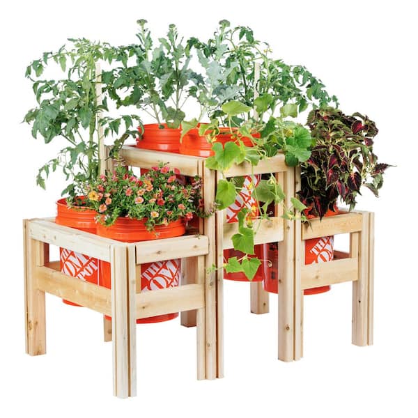 Greenes Fence 43 in. x 28 in. x 30 in. 2-Tiers 6-Bucket Elevated Unfinished Wood Cedar Garden Frame Raised Beds