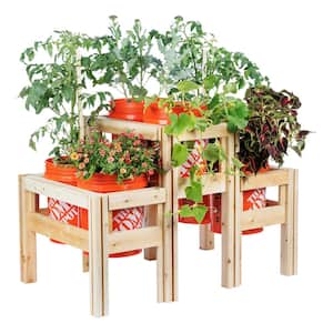 6-Bucket Natural Wood Two Tiered Cedar Elevated Garden Raised Bed Frame (43 in. L x 28 in. W x 30 in. H)