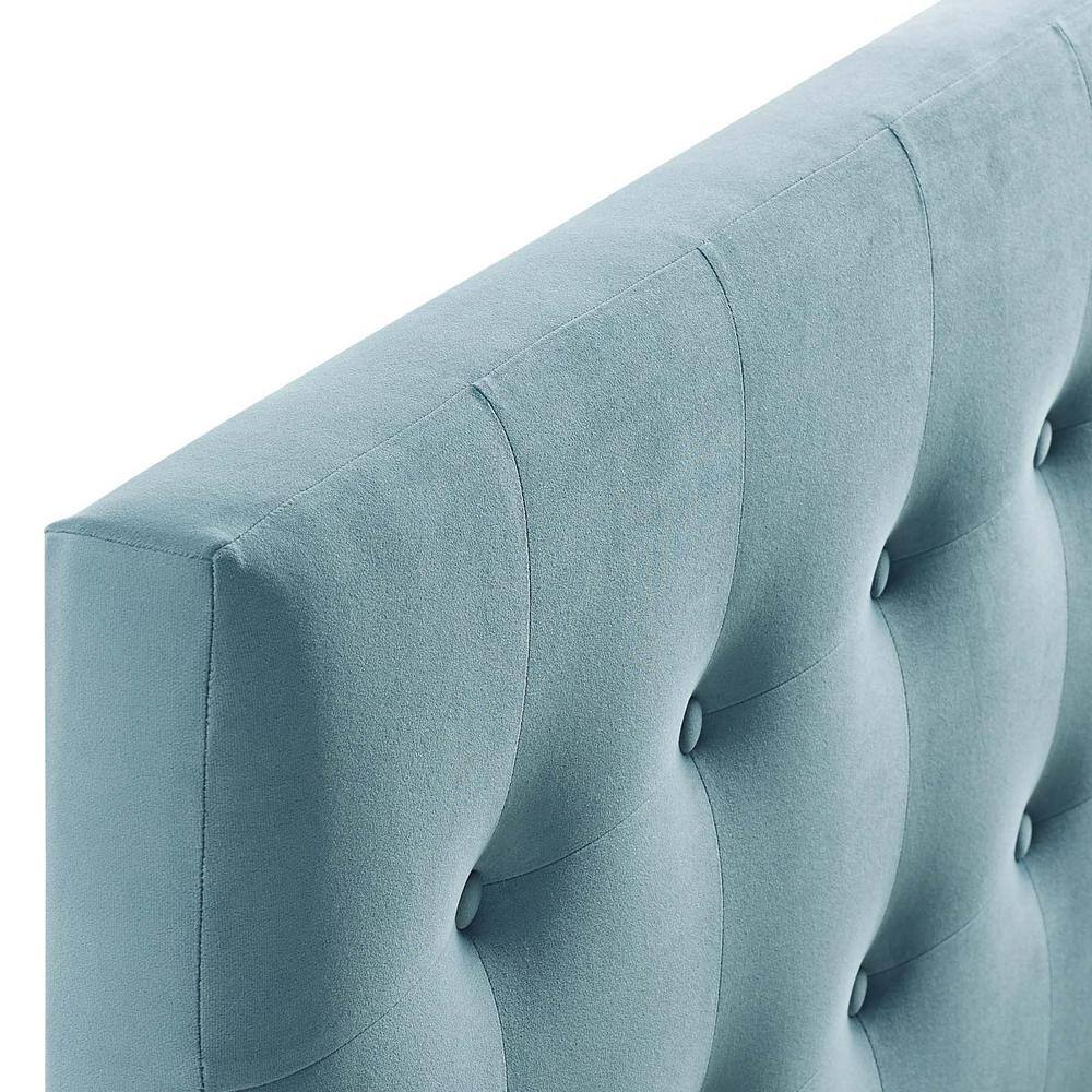 Elegant Light Blue Velvet Tufted Queen Headboard