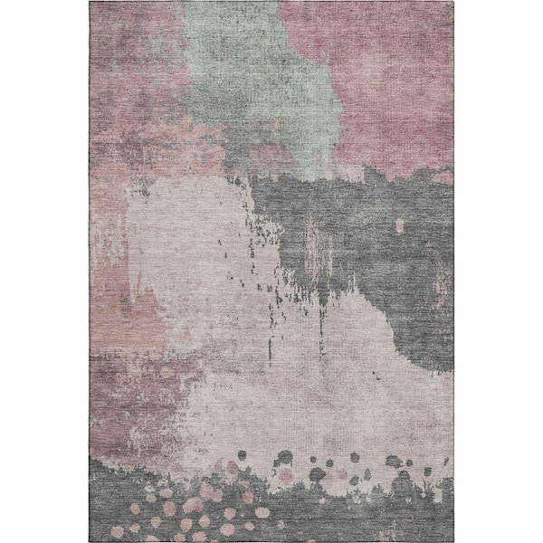 Mayfield Premium Machine Washable Abstract AMF1994 Blush 8 ft. x 10 ft. Area Rug