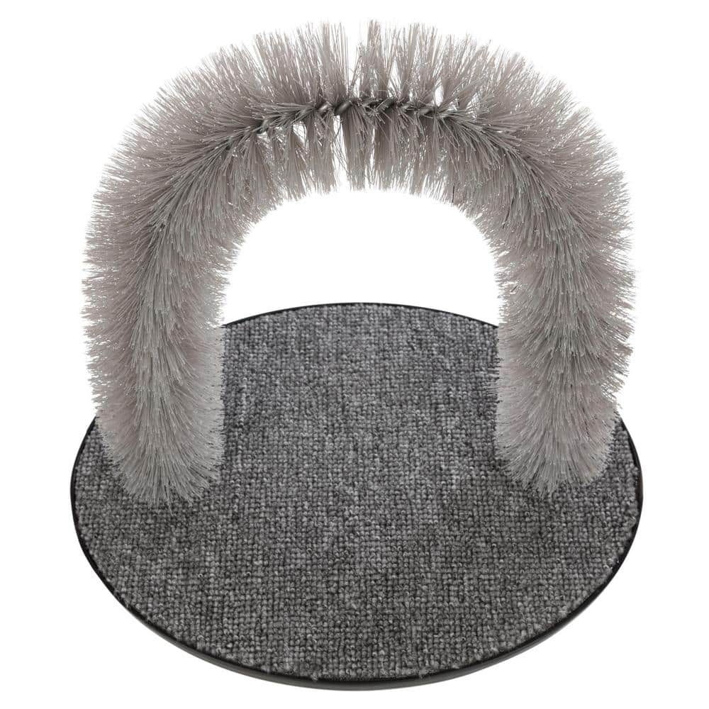 Gray Carpet Cat Scratcher with Self Grooming Arch