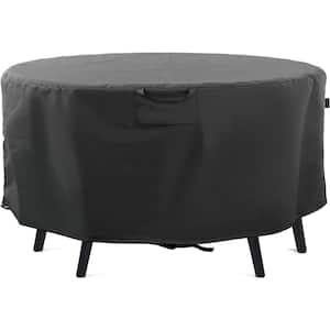 Waterproof Patio Furniture Cover Outside 420D Silver-coated Round Table and Chair Set Cover 81 in. Dia x 24 in. H Black