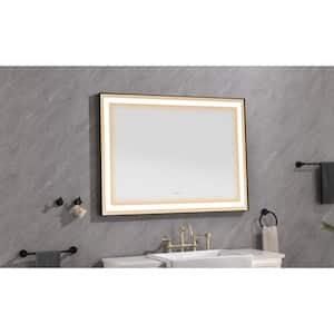 48 in. W x 36 in. H Rectangular Framed Wall Mounted LED Light Bathroom Vanity Mirror with Anti-Fog and Dimmable, Black