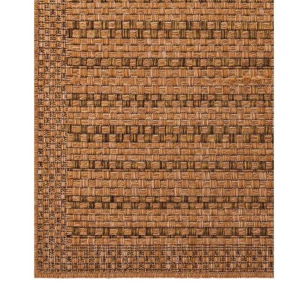 Unique Loom Checkered Outdoor Rug, Size: 2'2 x 6, Brown/Black