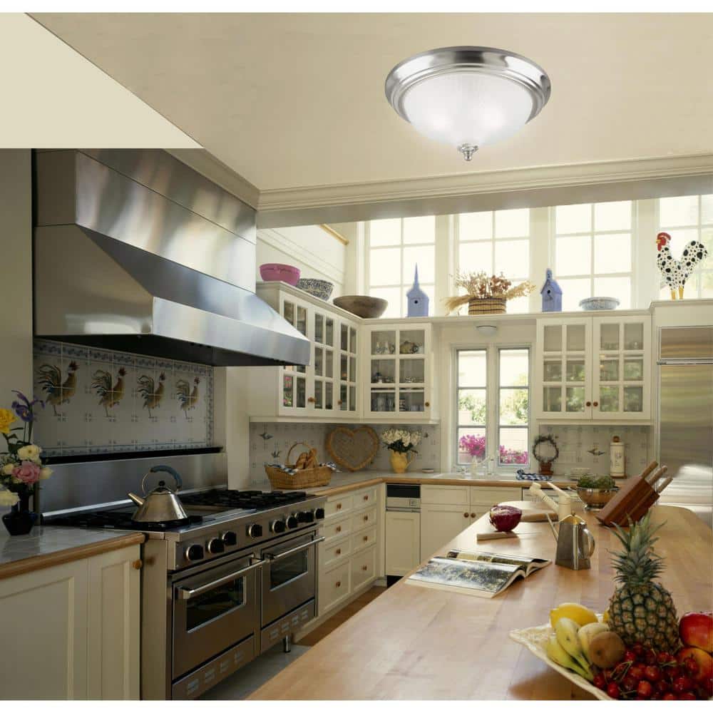 Brushed Nickel Frosted Glass Flush Mount Ceiling Light