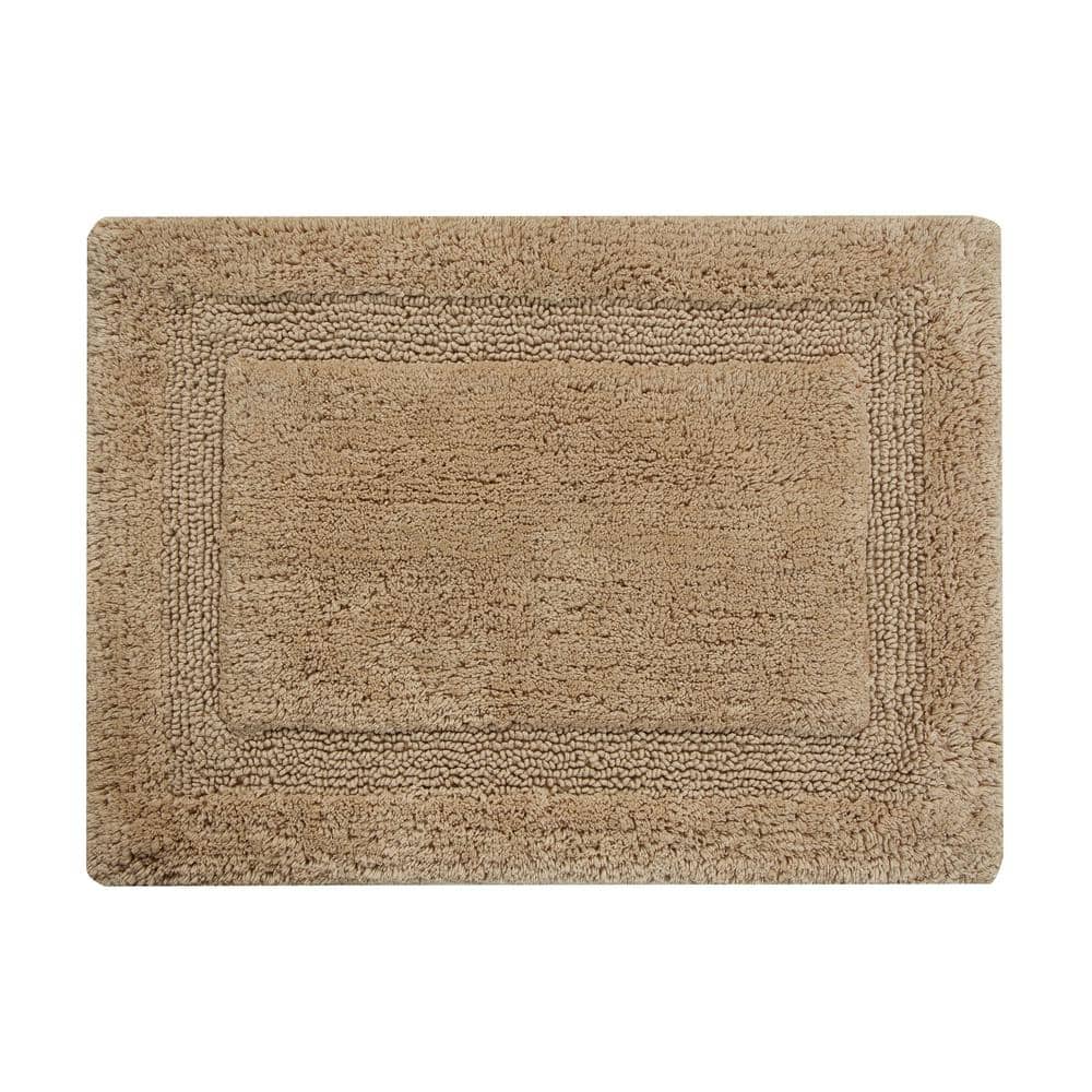 Beige Cotton Bath Rug with Non-Skid Latex Backing, 24 x 36
