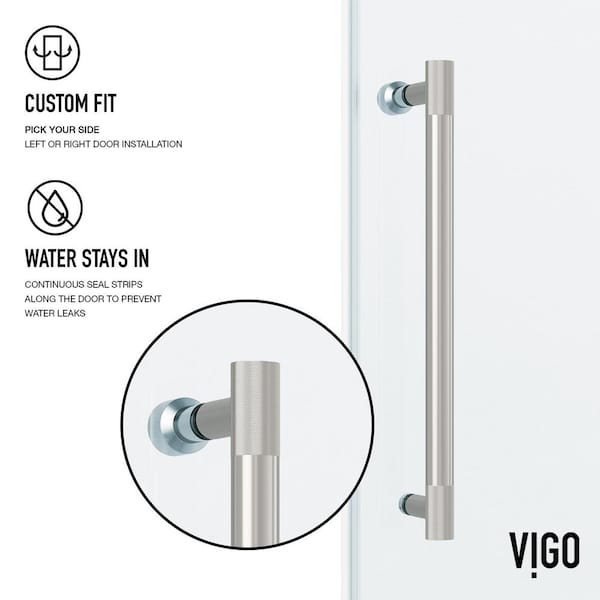 Hamilton 56 in. to 60 in. W x 68 in. H Aerodynamic Frameless Sliding Tub Door in Stainless Steel with Clear Glass