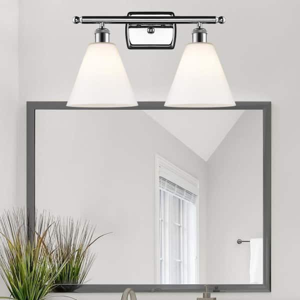 Berkshire 18 in. 2-Light Polished Chrome Vanity Light with Glass Shade