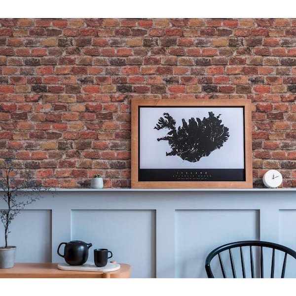 Bricks and More Collection Red Authentic Brick Matte Finish Vinyl on Non-Woven Non-Pasted Wallpaper Roll