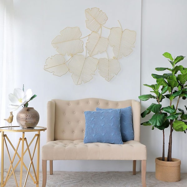 Unbranded 49.2 in. x 37.4 in. Gold Maple Leaf Wall Art for Bathroom, Bedroom, Living Room, Dining Room, Entryway