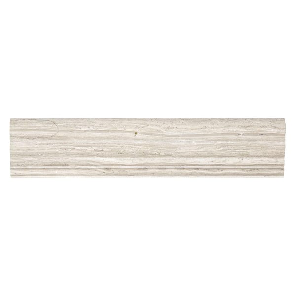 Jeffrey Court Stone Grey 2 in. x 12 in. Honed Limestone Wall Crown Tile