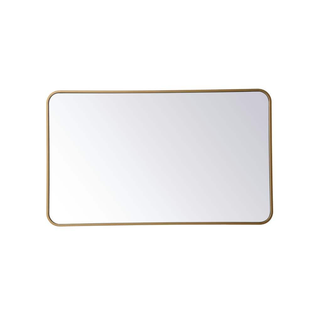 Timeless Home 40 in. H x 24 in. W Brass Modern Soft Corner Rectangular Wall