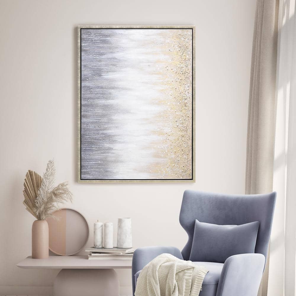 Golden Cascade Textured Glitter Hand Painted Canvas Wall Art, 30" x 40"