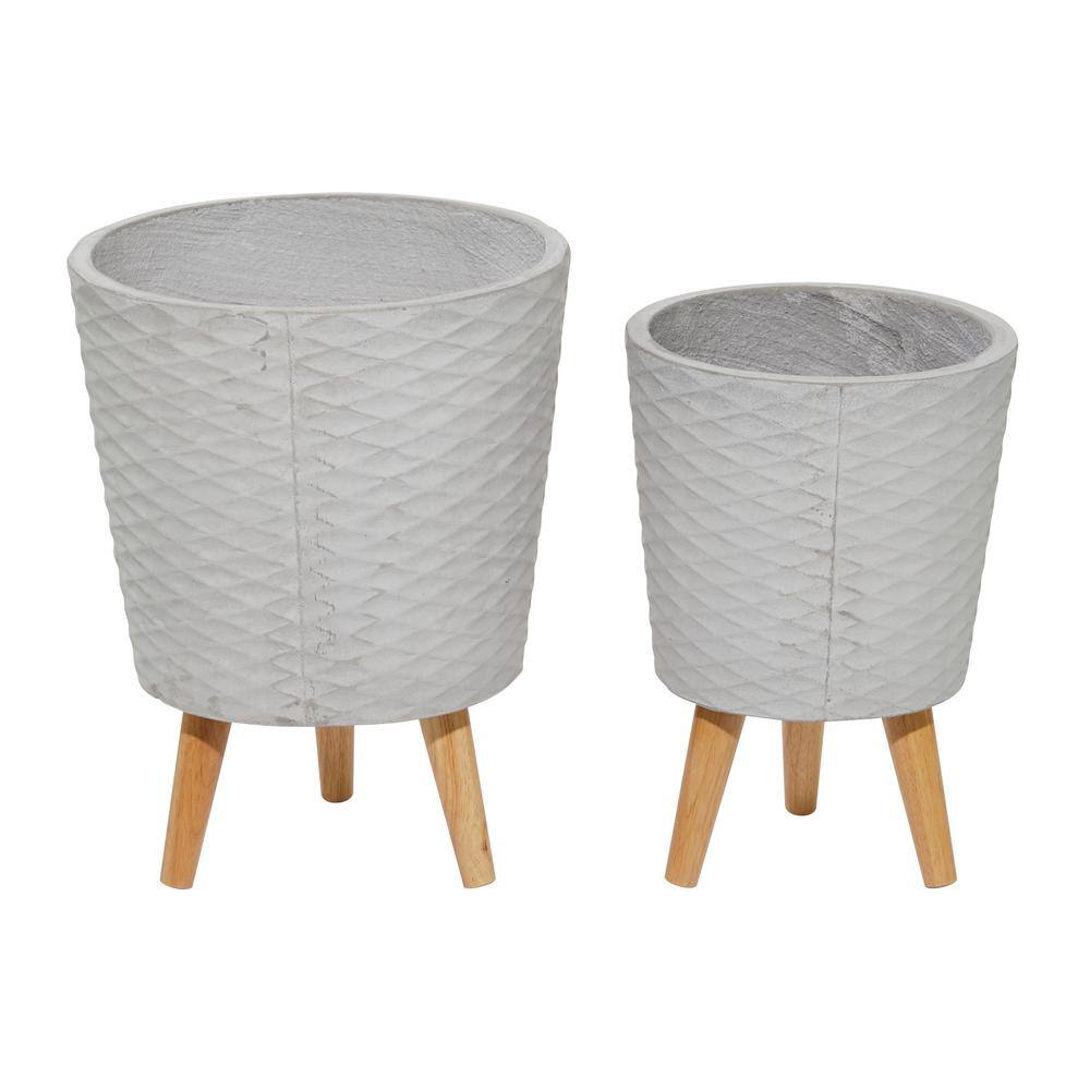 Zimlay Grey Polystone Contemporary Outdoor Planter Set