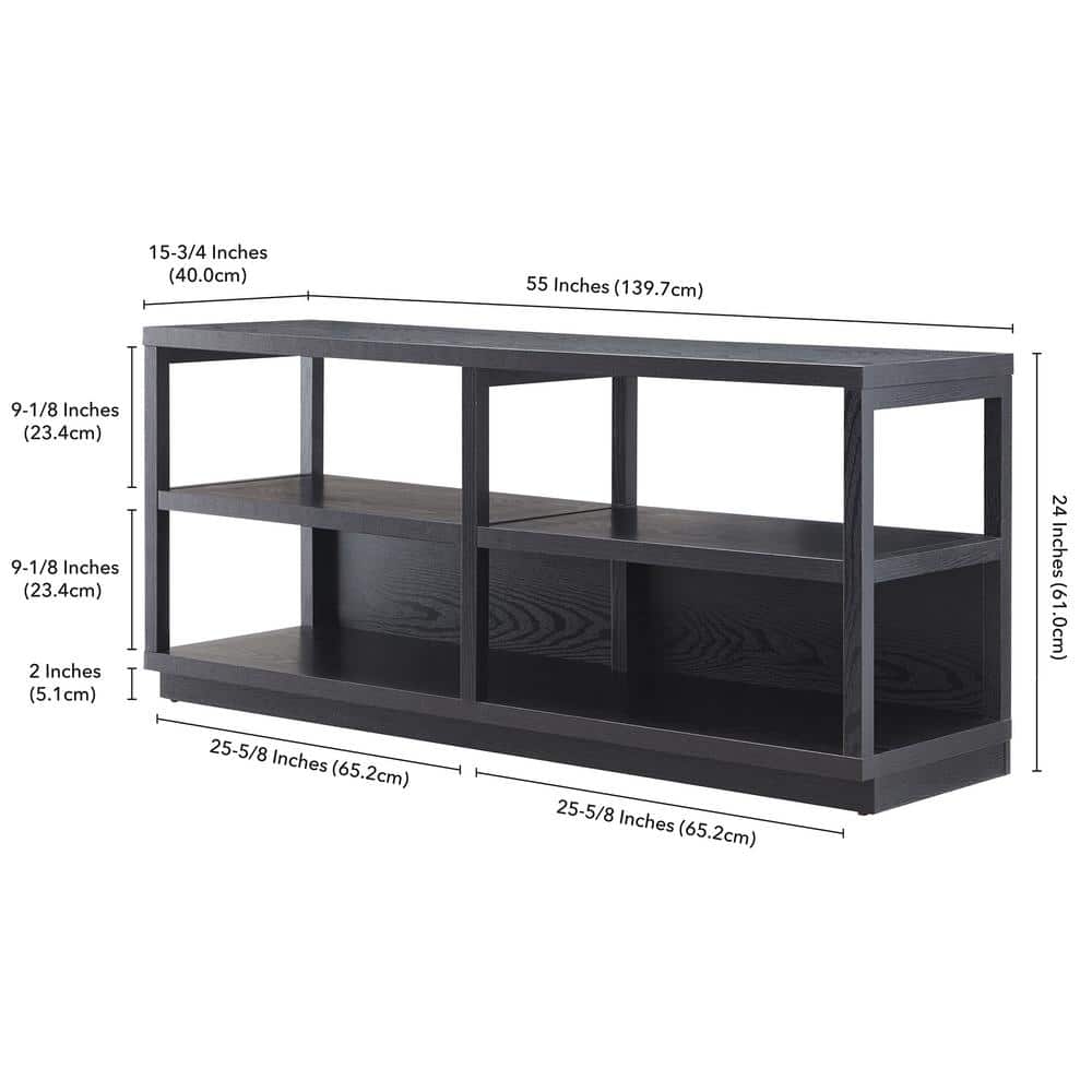 Thalia Modern Black MDF 55" TV Stand with Open Shelving