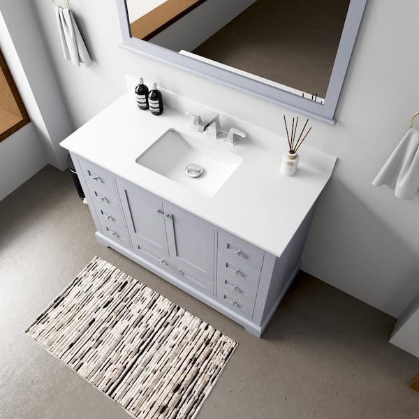 Dukes 48 in. W x 22 in. D Dark Grey Single Bath Vanity and White Quartz Top