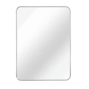 22 in. W x 30 in. H Medium Rectangular Aluminum Framed Wall Bathroom Vanity Mirror in Silver