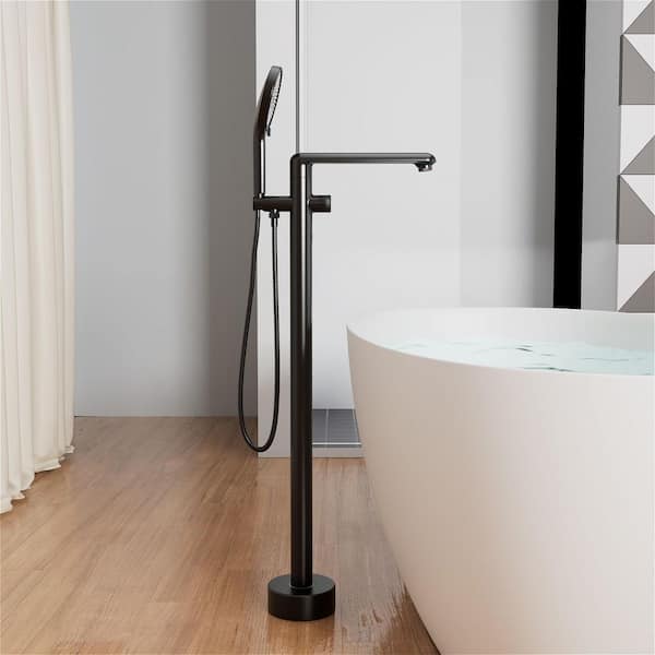 GIVING TREE Single-Handle Freestanding Tub Faucet with Multifunctional Hand Shower Faucet in. Black