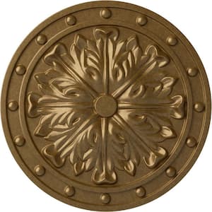 1-1/2 in. x 20-1/2 in. x 20-1/2 in. Polyurethane Foster Acanthus Leaf Ceiling Medallion, Pale Gold