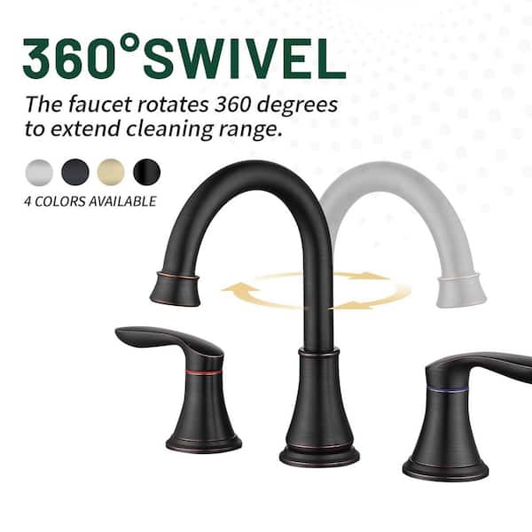 8 in. Widespread Double Handle Bathroom Faucet with Drain Kit Included in Oil Rubbed Bronze