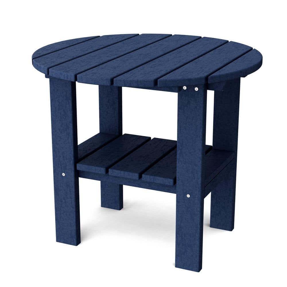 Wildridge Classic Patriot Blue HDPE Plastic Outdoor Round Side Table ...