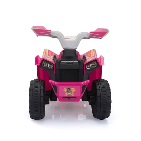 Siavonce 6V Kids Electric ATV, Toddler Ride on Car with Trailer, Music, Bluetooth and Power Display for Boys and Girls, Rosy