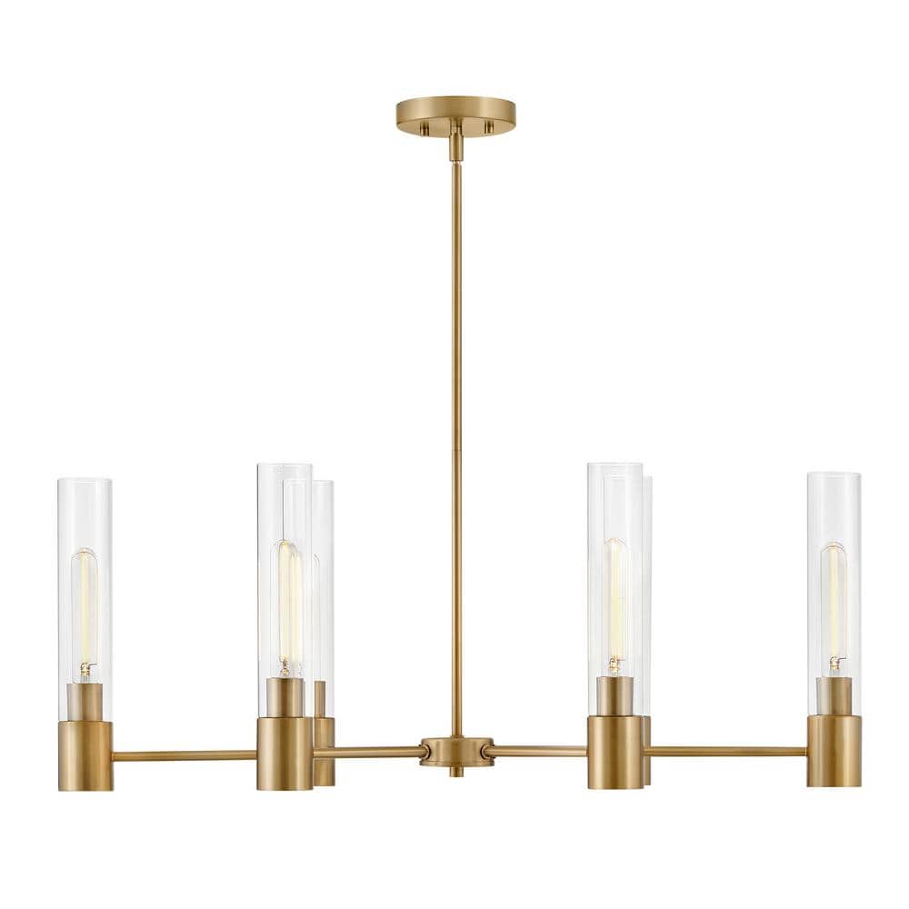 Shea 6-Light Lacquered Brass and Clear Glass Chandelier