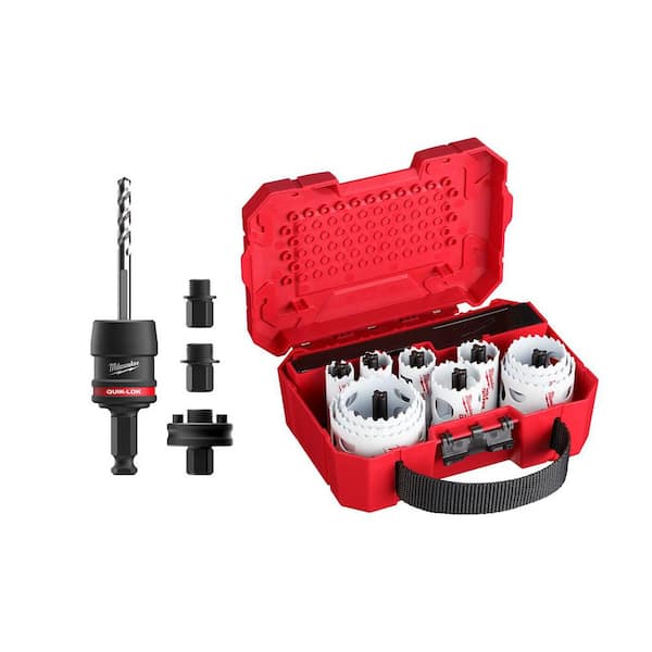 (5 pc) 7/16 in. Shank QUIK-LOK Hole Saw Arbor Set and Hole Dozer General Purpose Bi-Metal Hole Saw Set (15-Piece)