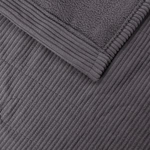 62 in. x 84 in. Electric Micro Fleece Grey Twin Heated Blanket