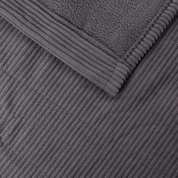 62 in. x 84 in. Electric Micro Fleece Grey Twin Heated Blanket