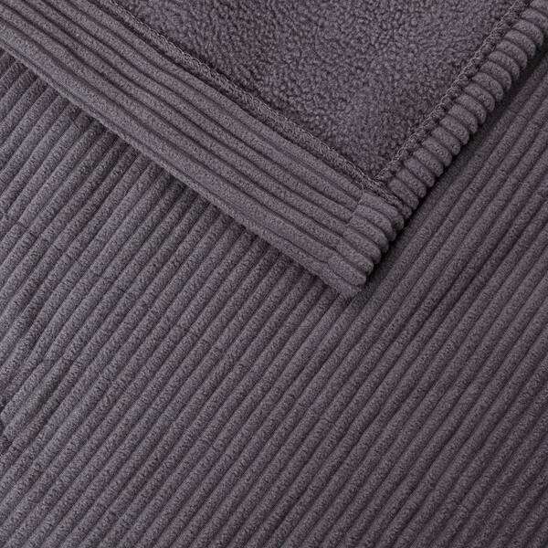 80 in. x 84 in. Electric Micro Fleece Grey Full Heated Blanket