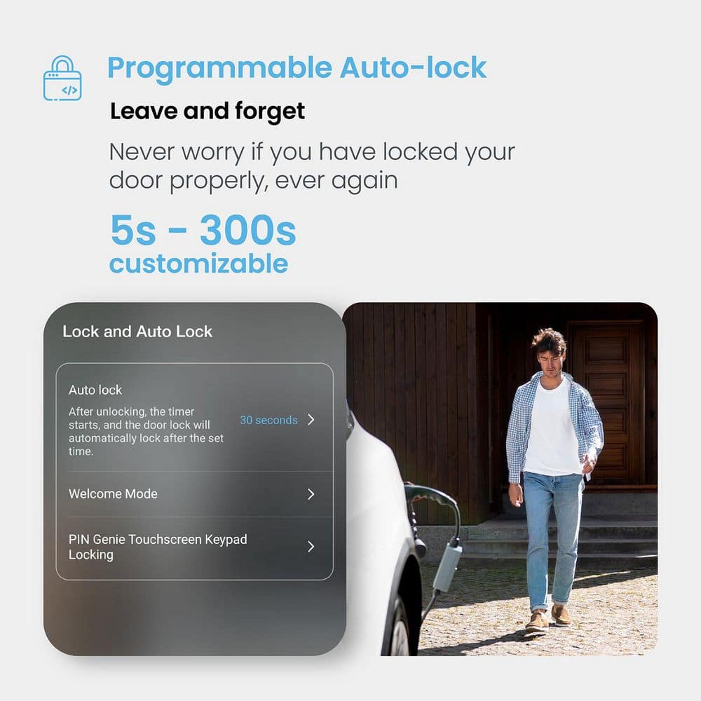 Matte Black Smart Deadbolt with Fingerprint and Keypad