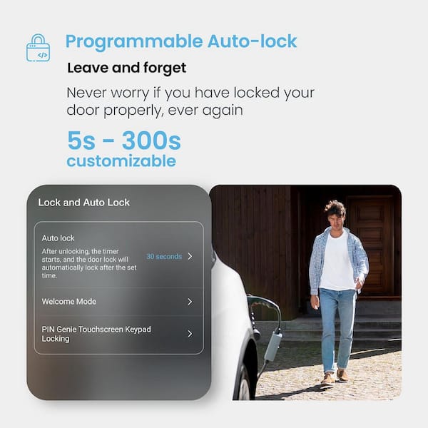 Lockly - Secure Plus Matte Black Bluetooth Single Cylinder Deadbolt Smart Lock with 3D Fingerprint, Works with Hey Google/Alexa