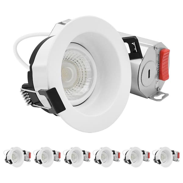 3 In. Integrated LED Regressed Gimbal LED Light, 5CCT, 9W, 750LM, 360º + 30º Rotation, Dimmable, IC Rated, ETL 6 Pack