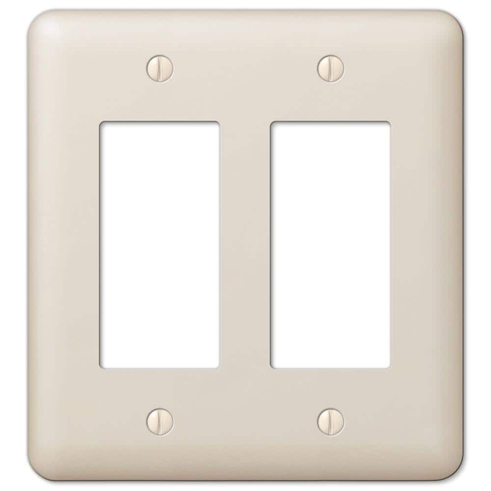Amerelle Light Almond 2-Gang Stamped Steel Decorator Wall Plate