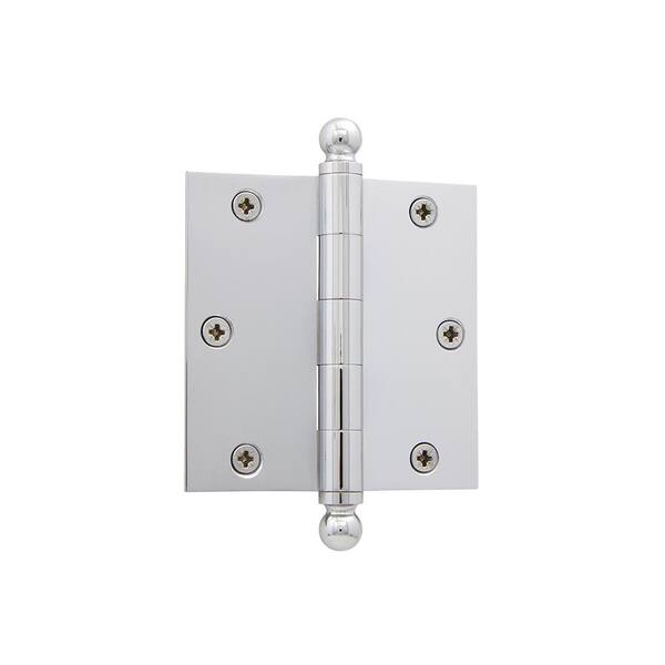 Grandeur 3.5 in. Ball Tip Residential Hinge with Square Corners in Bright Chrome