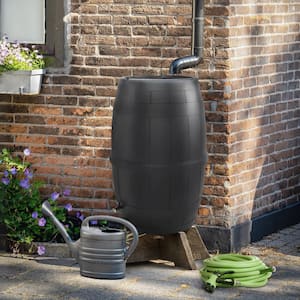 39 Gal. Recycled Materials Black Rain Barrel with Rust-Proof Brass Spigot