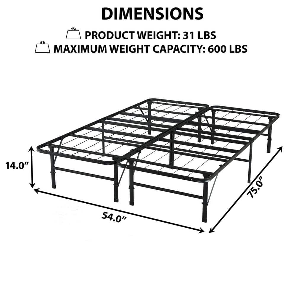 Black Metal Full Size Foldable Platform Bed Frame