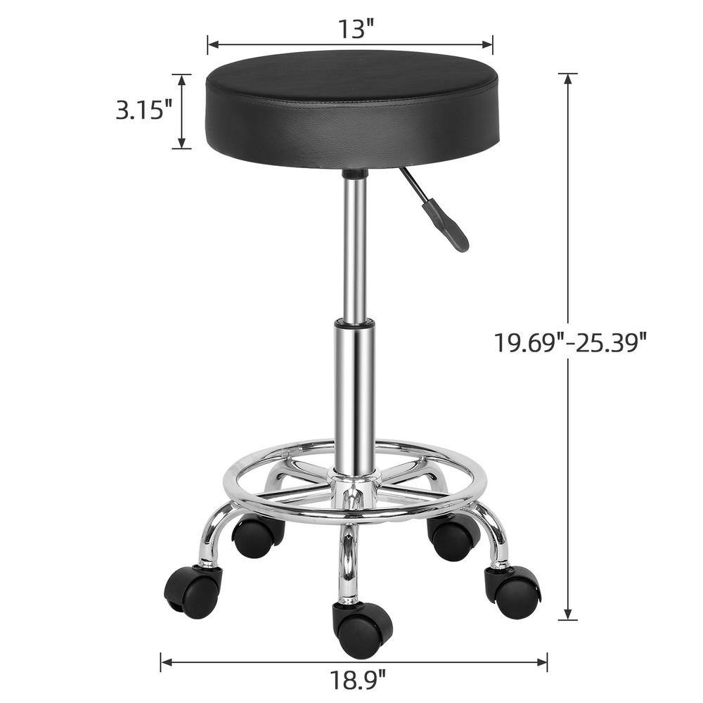 Black Adjustable Swivel Bar Stool with Chrome Base
