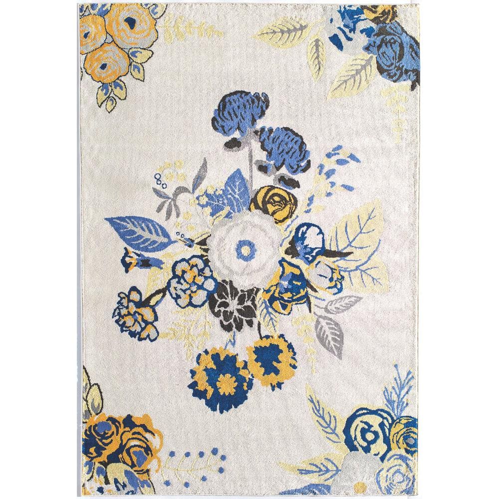 Rugs America Hanna Rose Garden Beige Floral Transitional 9 ft. x 12 ft ...