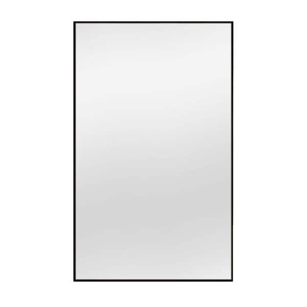 Unbranded 35 in. W x 59 in. H Rectangular Aluminum Framed Wall Mount Modern Decorative Bathroom Vanity Mirror Black