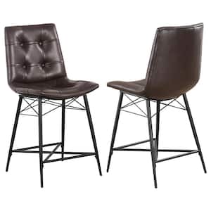 Aiken 24.75 in. H Gray Wood Frame Tufted Counter Height Stools (Set of 2)