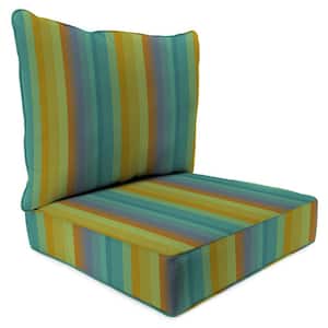 Sunbrella 24" x 24" Astoria Lagoon Multicolor Stripe Rectangular Outdoor Deep Seating Chair Seat and Back Cushion Set