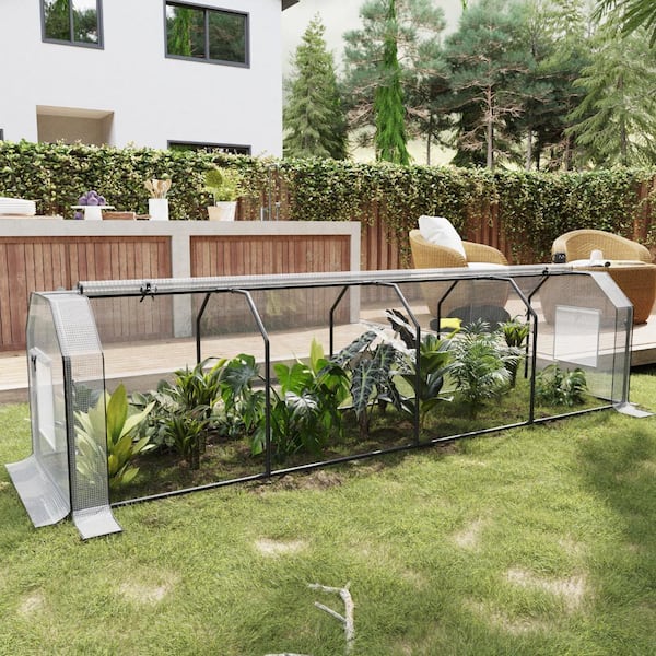 108 in. W x 36 in. D x 36 in.H Mini Greenhouse with Double Roll-Up Zippered Doors, PE Cover
